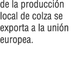 de la producci n local de colza se exporta a la uni n europea.